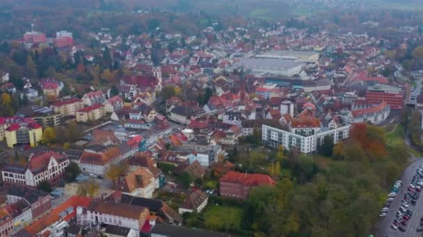 Pemandangan Udara Sekitar Kota Emmendingen Pada Hari Yang Mendung Musim — Stok Video