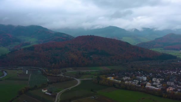 Veduta Aerea Intorno Alla Città Denzlingen Vicino Friburgo Germania Una — Video Stock