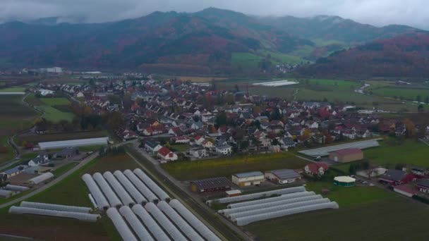 Vue Aérienne Autour Ville Denzlingen Près Fribourg Allemagne Par Une — Video