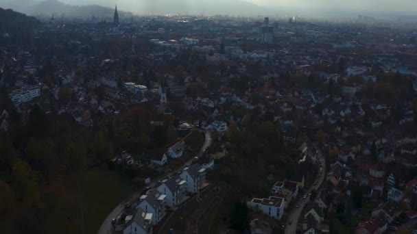 Veduta Aerea Intorno Alla Città Friburgo Germania Una Giornata Nuvolosa — Video Stock