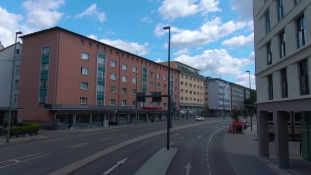 Flying Streets Frankfurt Early Sunday Morning Spring — Stock Video