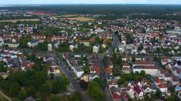 Flygfoto Staden Ruesselsheim Tyskland Solig Eftermiddag Våren — Stockvideo