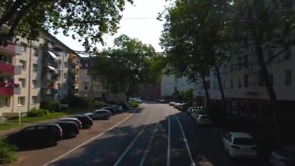 Doppeldeckerbus Durch Die Straßen Von Karlsruhe — Stockvideo