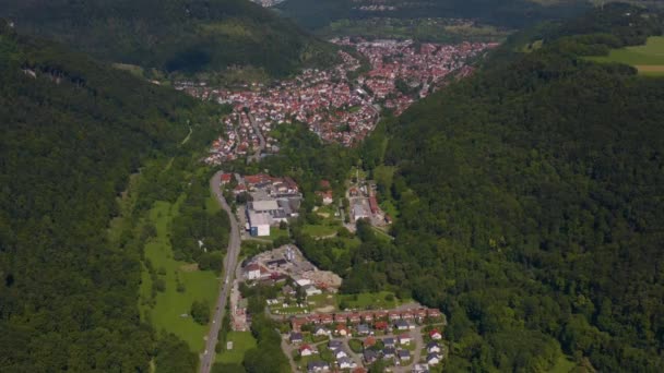 Widok Lotu Ptaka Wokół Zamku Lichtenstein Niemczech Słoneczny Dzień Lecie — Wideo stockowe