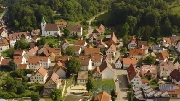 Vista Aérea Del Pueblo Buttenhausen Alemania Día Soleado Verano — Vídeos de Stock