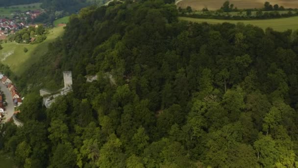 Vedere Aeriană Satului Hundersingen Muensingen Castelul Hohenhundersingen Limba Germană Într — Videoclip de stoc