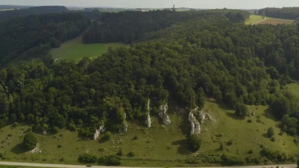 Légi Kilátás Falu Bichishausen Vár Burg Bichishausen Német Egy Napos — Stock videók