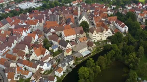 Luftudsigt Rundt Byen Munderkingen Tyskland Solrig Dag Sommeren – Stock-video