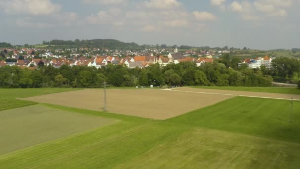 Yazın Güneşli Bir Günde Almanya Nın Munderkingen Kentindeki Hava Manzarası — Stok video