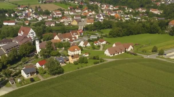 Повітряний Вид Село Монастир Унтермархталь Німеччині Сонячний День Влітку — стокове відео