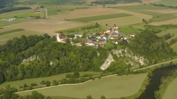 Luftaufnahme Des Klosters Obermarchtal Einem Sonnigen Sommertag — Stockvideo