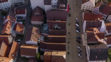 Almanya 'daki Hechingen şehrinin hava görüntüsü