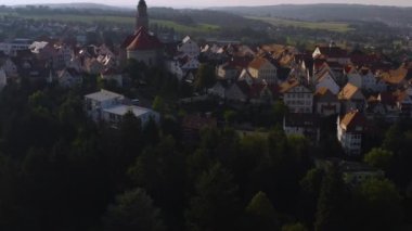 Almanya 'daki Hechingen şehrinin hava görüntüsü