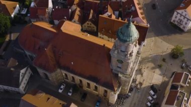 Almanya 'daki Hechingen şehrinin hava görüntüsü