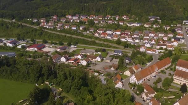 Luchtfoto Van Stad Het Klooster Zwiefalten Duitsland — Stockvideo