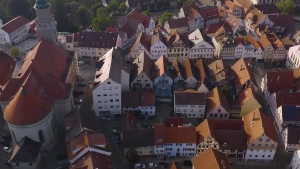 Повітряний Вид Село Хайінген Німеччині Сонячний День Пізно Вдень Влітку — стокове відео