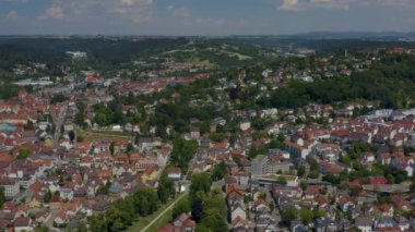 Almanya 'nın Schwaebisch Gmuend kentinin eski bölümünün havası..  