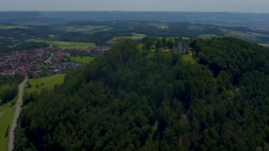 Almanya 'da Strassdorf ve Waldstetten köylerinin hava manzarası. 