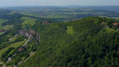 Almanya 'da Strassdorf ve Waldstetten köylerinin hava manzarası. 