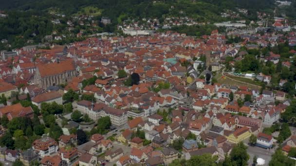 Aerial Dari Bagian Tua Kota Schwaebisch Gmuend Jerman — Stok Video