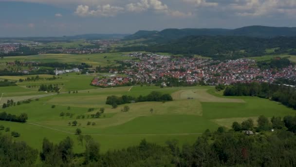 Flygfoto Runt Byarna Strassdorf Och Waldstetten Tyskland — Stockvideo