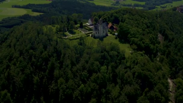 Flygfoto Runt Byarna Strassdorf Och Waldstetten Tyskland — Stockvideo