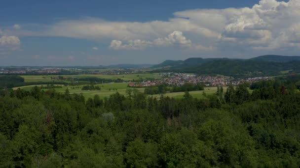 Luftaufnahme Der Dörfer Straßdorf Und Waldstetten Deutschland — Stockvideo