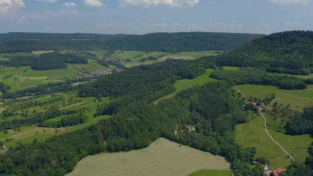 Veduta Aerea Intorno Villaggi Strassdorf Waldstetten Germania — Video Stock