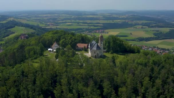 Αεροφωτογραφία Γύρω Από Χωριά Strassdorf Και Waldstetten Στη Γερμανία — Αρχείο Βίντεο