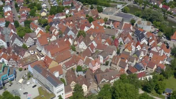 Aereo Della Parte Vecchia Della Città Waiblingen Germania Una Giornata — Video Stock