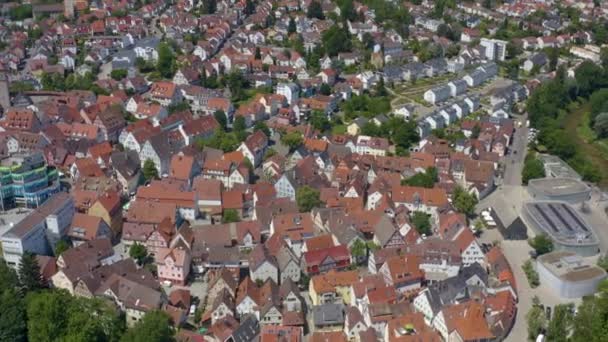 Luftaufnahme Der Waiblinger Altstadt Einem Sonnigen Sommertag — Stockvideo