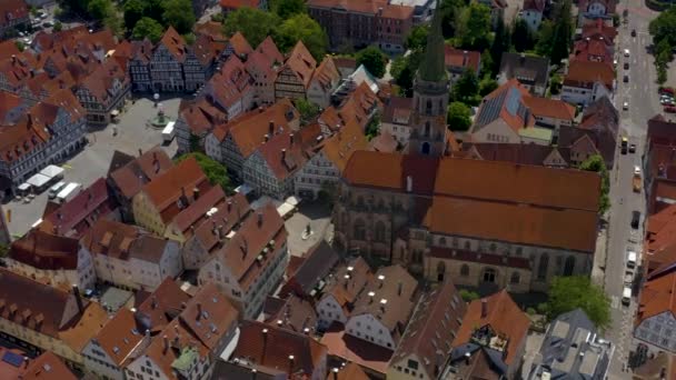 Aerial Old Part Town Schorndorf Germany Sunny Day — Stock Video