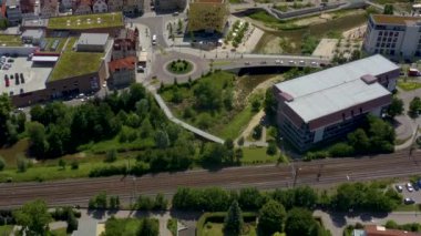 Almanya 'nın eski Schwaebisch Gmuend kentinin havası baharın güneşli bir gününde