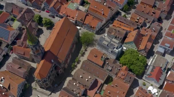 Aerial Parte Antiga Cidade Schorndorf Alemanha Dia Ensolarado — Vídeo de Stock