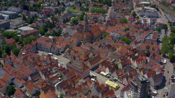 Aérea Parte Antigua Ciudad Schorndorf Alemania Día Soleado — Vídeo de stock