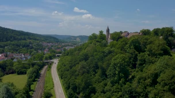 Luftaufnahme Des Klosters Lorch Bei Der Stadt Lorch Deutschland Einem — Stockvideo