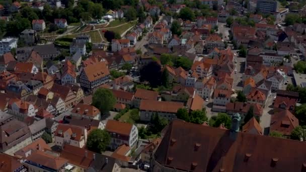 Aérienne Vieille Ville Schwaebisch Gmuend Allemagne Par Une Journée Ensoleillée — Video