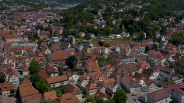 Almanya Nın Eski Schwaebisch Gmuend Kentinin Havası Baharın Güneşli Bir — Stok video