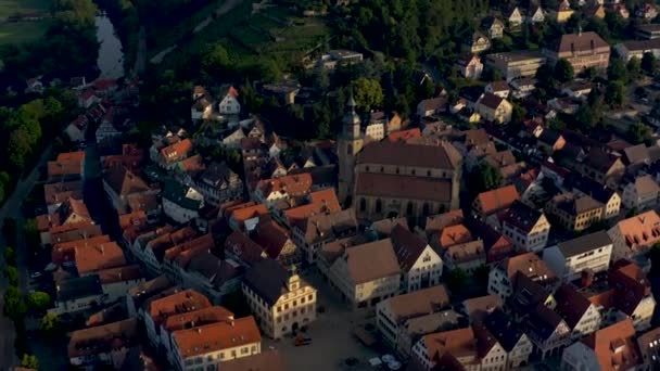 Aerial Parte Antiga Cidade Vaihingen Der Enz Alemanha Numa Manhã — Vídeo de Stock