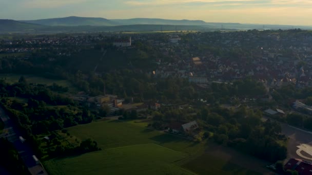 ドイツのハインゲン エンツから旧市街の空中 晴れた朝 — ストック動画