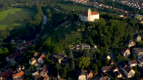 Flygplan Från Den Gamla Delen Staden Från Vaihingen Der Enz — Stockvideo