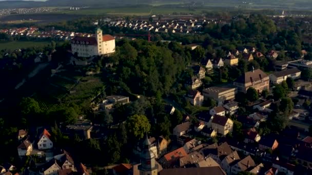 来自德国Vaihingen Der Enz的旧城区的空中 在一个阳光普照的清晨 — 图库视频影像