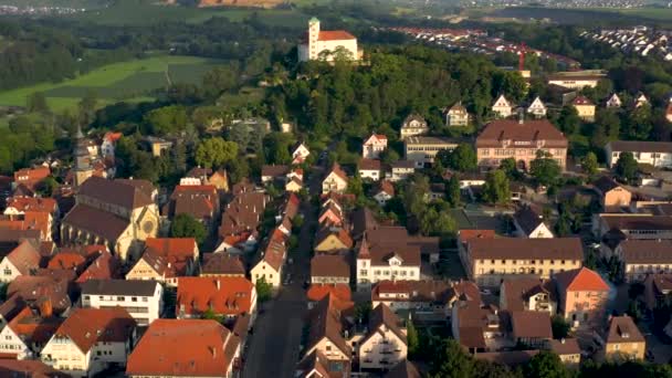 Aerial Parte Antiga Cidade Vaihingen Der Enz Alemanha Numa Manhã — Vídeo de Stock