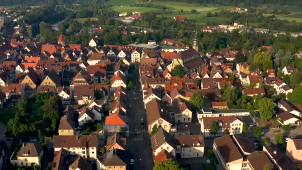 Aereo Della Parte Vecchia Della Città Vaihingen Der Enz Germania — Video Stock