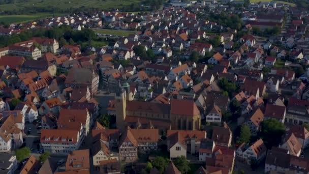Vzduch Staré Části Města Markgroeningenu Německu Slunném Jitru — Stock video