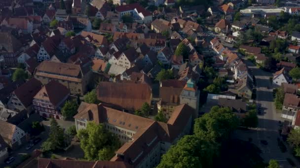 Aérea Parte Antigua Ciudad Markgroeningen Alemania Una Mañana Soleada Inspirando — Vídeo de stock