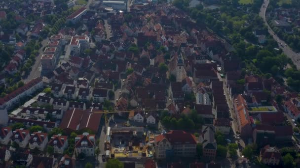Luftaufnahme Der Altstadt Bietigheim Bissingen Einem Sonnigen Frühlingstag — Stockvideo