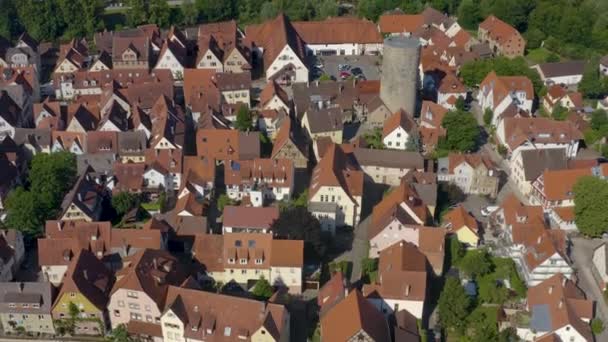 Aerial Old Part Town Besigheim Germany Sunny Day Summer — 비디오