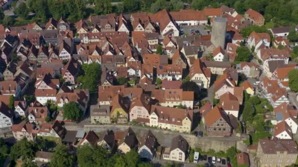 Воздушная Антенна Старой Части Города Безигейм Германии Солнечный День Летом — стоковое видео