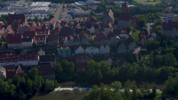 Aérea Del Casco Antiguo Besigheim Alemania Día Soleado Verano — Vídeos de Stock